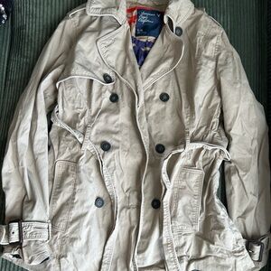 American Eagle Outfitters Khaki Trench Coat Size L